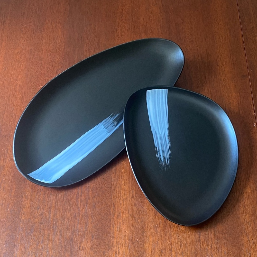 SALE! Set of Unique Serving Platters - Black & White - chic but unique